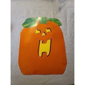 Vintage Eureka USA Pumpkin Jack-O-Lantern Die Cut Double Sided 13”